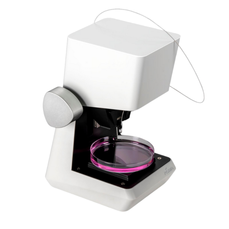 Piuma is a compact, standalone, and manual nanoindentor enabling the exploration of mechanical properties from micro- to macro scales in near physiological conditions.